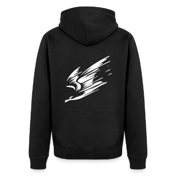 Sturzflug Tiefflieger Möwe Pilot Urlaub T-Shirt - Unisex Premium Bio Zip Hoodie - Schwarz - Hinten - Nico (187cm)