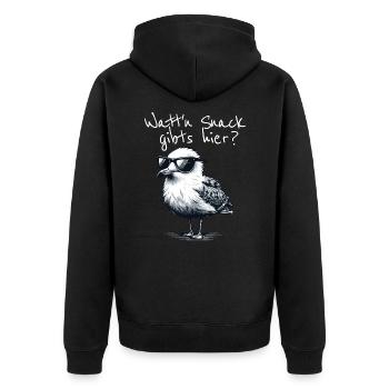 Watt'n Snack gibts hier Coole Möwe Nordsee Spruch - Unisex Premium Bio Zip Hoodie - Schwarz - Hinten - Nico (187cm)
