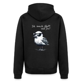 Ik snack platt und Du Coole Nord Möwe Spruch - Unisex Premium Organic Zip Hoodie - black - Back - Nico (187cm)