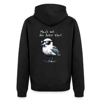 Mach mol den Anker klar Coole Seemöwe Spruch - Unisex Premium Bio Zip Hoodie - Schwarz - Hinten - Nico (187cm)