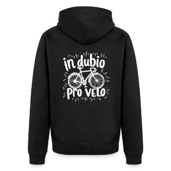 Fahrrad Spruch In dubio pro velo - Unisex Premium Bio Zip Hoodie - Schwarz - Hinten - Nico (187cm)