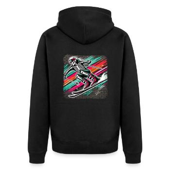 Skelett Skifahrer Graffiti Street Art Grunge Style - Unisex Premium Bio Zip Hoodie - Schwarz - Hinten - Nico (187cm)