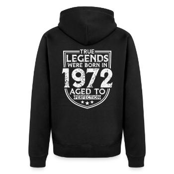 1972 Cadeau d’anniversaire Born Legends - Veste à capuche bio Premium Unisexe - noir - Dos - Nico (187cm)