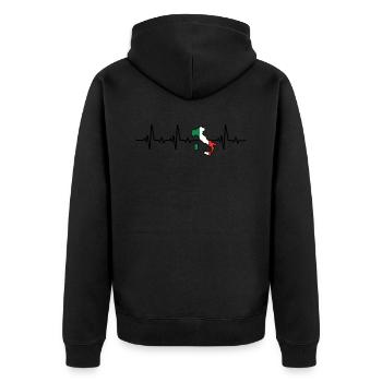 Italy flag heartbeat Italian italy - Unisex Premium Organic Zip Hoodie - black - Back - Nico (187cm)