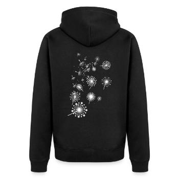 Dandelion,,Flower,White, Stars - Unisex Premium Organic Zip Hoodie - black - Back - Nico (187cm)