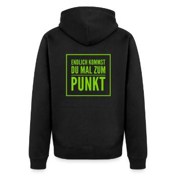 du bist eine Laberbacke - Unisex Premium Bio Zip Hoodie - Schwarz - Hinten - Nico (187cm)