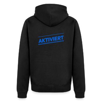 ich wurde aktiviert - Unisex Premium Bio Zip Hoodie - Schwarz - Hinten - Nico (187cm)