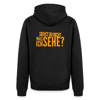 ich sehe so vieles - Unisex Premium Bio Zip Hoodie - Schwarz - Hinten - Nico (187cm)