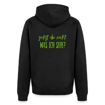 kann nur ich es sehen? - Unisex Premium Bio Zip Hoodie - Schwarz - Hinten - Nico (187cm)