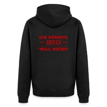 ich könnte wenn ich wöllte - Unisex Premium Bio Zip Hoodie - Schwarz - Hinten - Nico (187cm)
