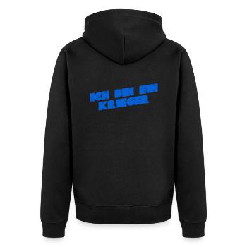ich bin ein Krieger - Unisex Premium Bio Zip Hoodie - Schwarz - Hinten - Nico (187cm)