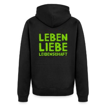das ist mir wichtig - Unisex Premium Bio Zip Hoodie - Schwarz - Hinten - Nico (187cm)