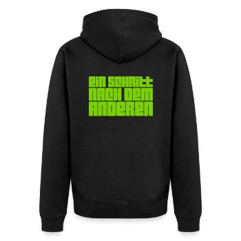 es geht voran - Unisex Premium Bio Zip Hoodie - Schwarz - Hinten - Nico (187cm)