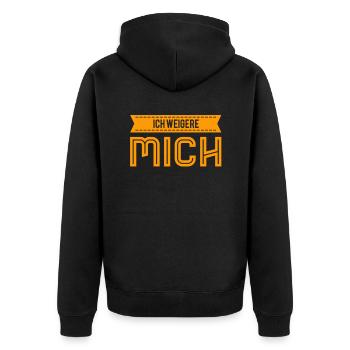 ich weigere mich - Unisex Premium Bio Zip Hoodie - Schwarz - Hinten - Nico (187cm)