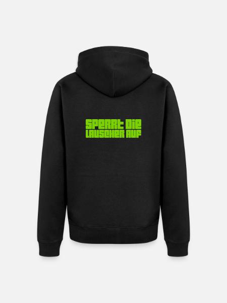 Sperr die Lauscher auf - Unisex Premium Bio Zip Hoodie - Schwarz