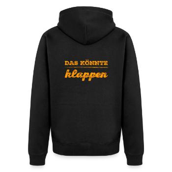 die Chancen stehen gut - Unisex Premium Bio Zip Hoodie - Schwarz - Hinten - Nico (187cm)