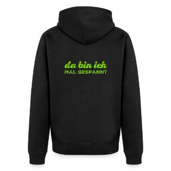 da bin ich mal gespannt - Unisex Premium Bio Zip Hoodie - Schwarz - Hinten - Nico (187cm)
