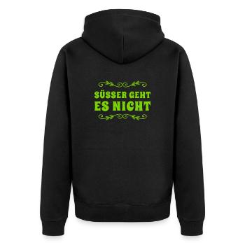 so süß wie nichts anderes - Unisex Premium Bio Zip Hoodie - Schwarz - Hinten - Nico (187cm)
