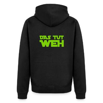 aua - Unisex Premium Bio Zip Hoodie - Schwarz - Hinten - Nico (187cm)