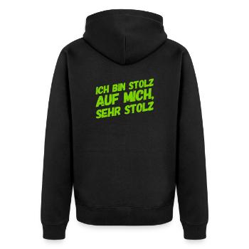 das habe ich gut gemacht - Unisex Premium Bio Zip Hoodie - Schwarz - Hinten - Nico (187cm)