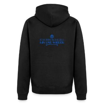von Zeit zu Zeit bin ich auch schlau - Unisex Premium Bio Zip Hoodie - Schwarz - Hinten - Nico (187cm)