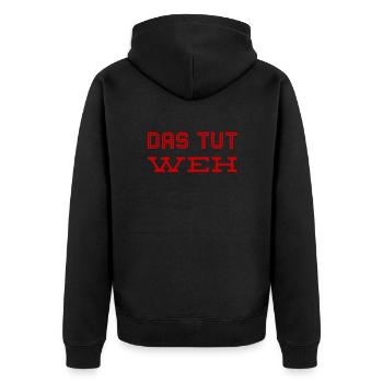 wie peinlich - Unisex Premium Bio Zip Hoodie - Schwarz - Hinten - Nico (187cm)