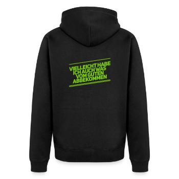 ich habe positive Eigenschaften abbekommen - Unisex Premium Bio Zip Hoodie - Schwarz - Hinten - Nico (187cm)