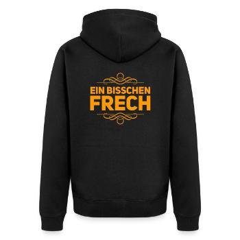ein bisschen frech - Unisex Premium Bio Zip Hoodie - Schwarz - Hinten - Nico (187cm)