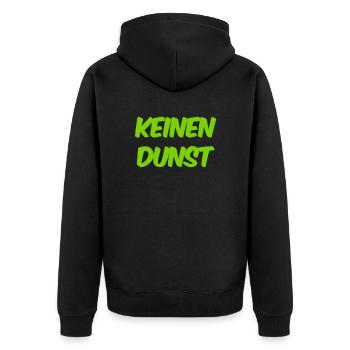 ich habe keinen Dunst - Unisex Premium Bio Zip Hoodie - Schwarz - Hinten - Nico (187cm)
