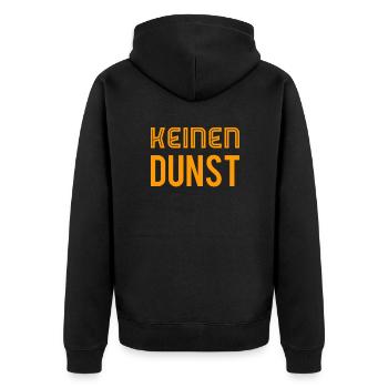 ich bin planlos - Unisex Premium Bio Zip Hoodie - Schwarz - Hinten - Nico (187cm)