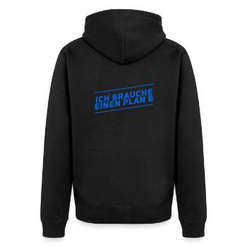 Plan B - Unisex Premium Bio Zip Hoodie - Schwarz - Hinten - Nico (187cm)