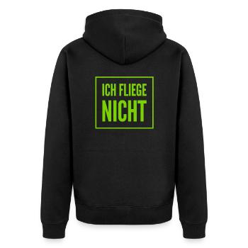 ich habe Flugangst - Unisex Premium Bio Zip Hoodie - Schwarz - Hinten - Nico (187cm)