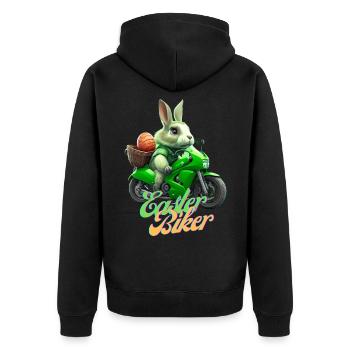 Easter Biker - The Easter Bunny becomes a biker - Unisex Premium Organic Zip Hoodie - black - Back - Nico (187cm)