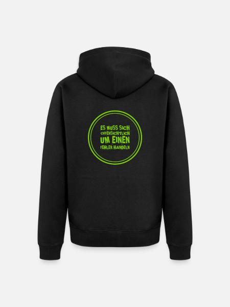 offenkundiger Fehler - Unisex Premium Bio Zip Hoodie - Schwarz