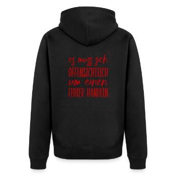 offenbar ein Fehler - Unisex Premium Bio Zip Hoodie - Schwarz - Hinten - Nico (187cm)