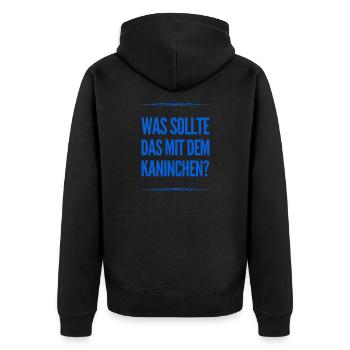 das mit dem Kaninchen - Unisex Premium Bio Zip Hoodie - Schwarz - Hinten - Nico (187cm)