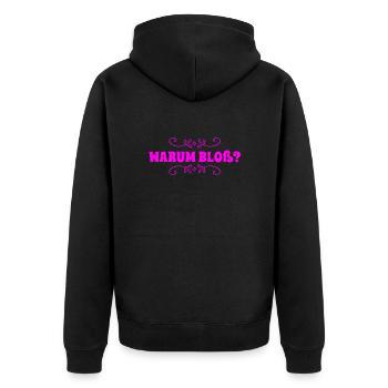 wie kann das sein? - Unisex Premium Bio Zip Hoodie - Schwarz - Hinten - Nico (187cm)