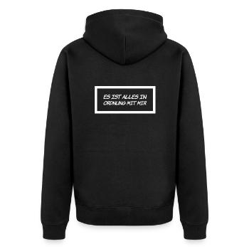 ich fühle mich gut - Unisex Premium Bio Zip Hoodie - Schwarz - Hinten - Nico (187cm)