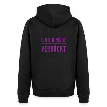 total normal - Unisex Premium Bio Zip Hoodie - Schwarz - Hinten - Nico (187cm)