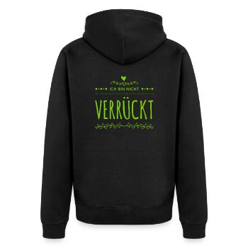 ich bin total normal - Unisex Premium Bio Zip Hoodie - Schwarz - Hinten - Nico (187cm)