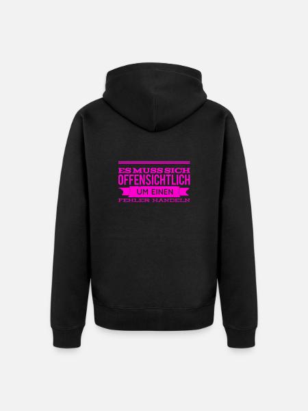 augenscheinlich ein Fehler - Unisex Premium Bio Zip Hoodie - Schwarz