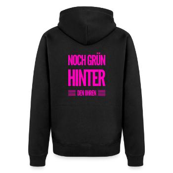 ich bin noch grün hinter den Ohren - Unisex Premium Bio Zip Hoodie - Schwarz - Hinten - Nico (187cm)