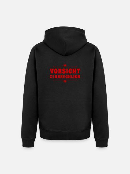 ich bin sehr zerbrechlich - Unisex Premium Bio Zip Hoodie - Schwarz