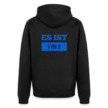 fast zu spät - Unisex Premium Bio Zip Hoodie - Schwarz - Hinten - Nico (187cm)