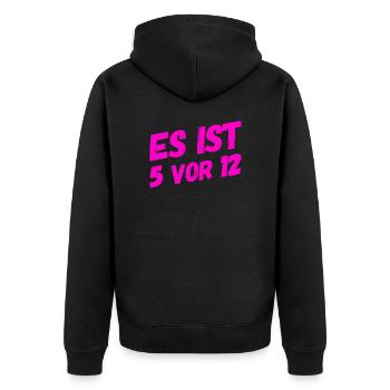 nicht mehr viel Zeit - Unisex Premium Bio Zip Hoodie - Schwarz - Hinten - Nico (187cm)