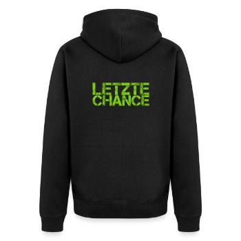letzte Chance - Unisex Premium Bio Zip Hoodie - Schwarz - Hinten - Nico (187cm)
