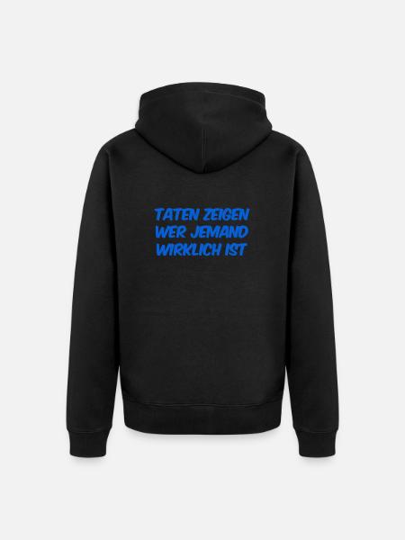 deine Taten sind entscheident - Unisex Premium Bio Zip Hoodie - Schwarz