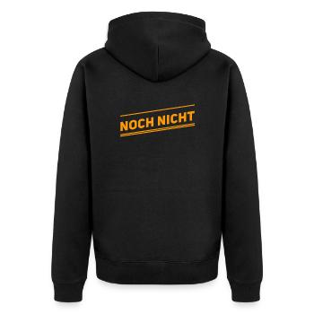falscher Zeitpunkt - Unisex Premium Bio Zip Hoodie - Schwarz - Hinten - Nico (187cm)