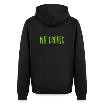 wie drollig - Unisex Premium Bio Zip Hoodie - Schwarz - Hinten - Nico (187cm)