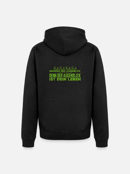genieße den Moment - Unisex Premium Bio Zip Hoodie - Schwarz